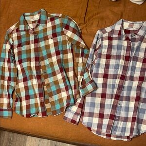 Women’s Plaid Button-Up Shirt - Blue and Brown
